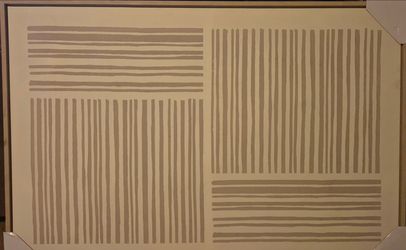 Modern Geometric Wall Art 36.5" x 24.5" – Neutral Tan & Cream Framed Canvas