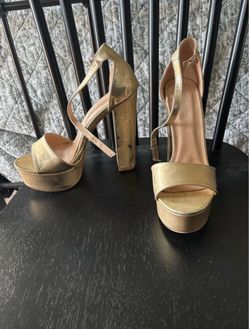 Gold Platform Block Heel Sandals