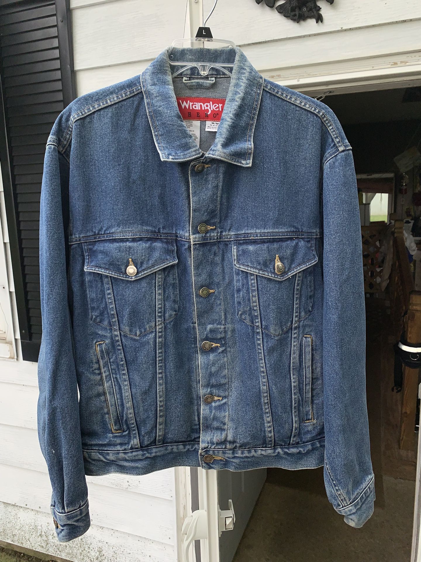 Vintage 90s Wrangler Hero Men's Size Medium Blue Jean Jacket 622814-W Denim Coat
