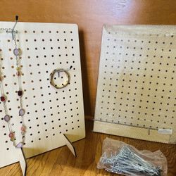  2 Pack  Pegboard Display Stand, Craft Fair, Jewelry, with 26 Pcs Hooks