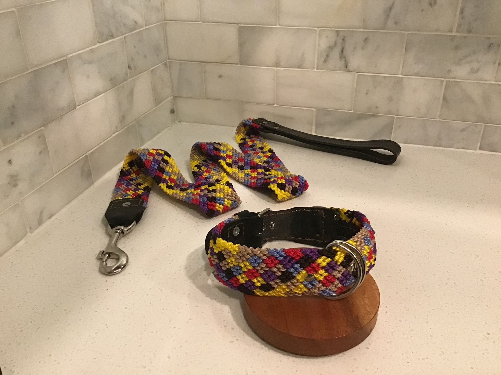 Vibrant 16” Handmade Dog Collar & Leash Set – Artisan Quality