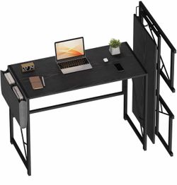 39.4" Folding Computer Desk, Home Office Desk with Headphone Hook