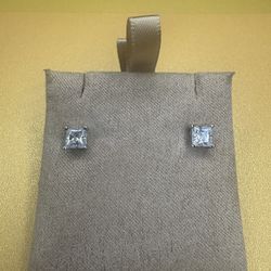 Moissanite Square Princess Cut Earrings – 4.5mm 1.2ct Total, S925 Silver, GRA Certified VVS1