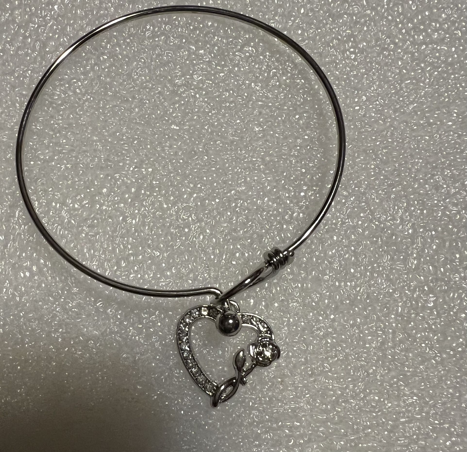 Bangle Bracelet With Heart Pendant ( Fashion Jewelry)