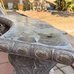 2 Large Concrete Curved Garden Bench