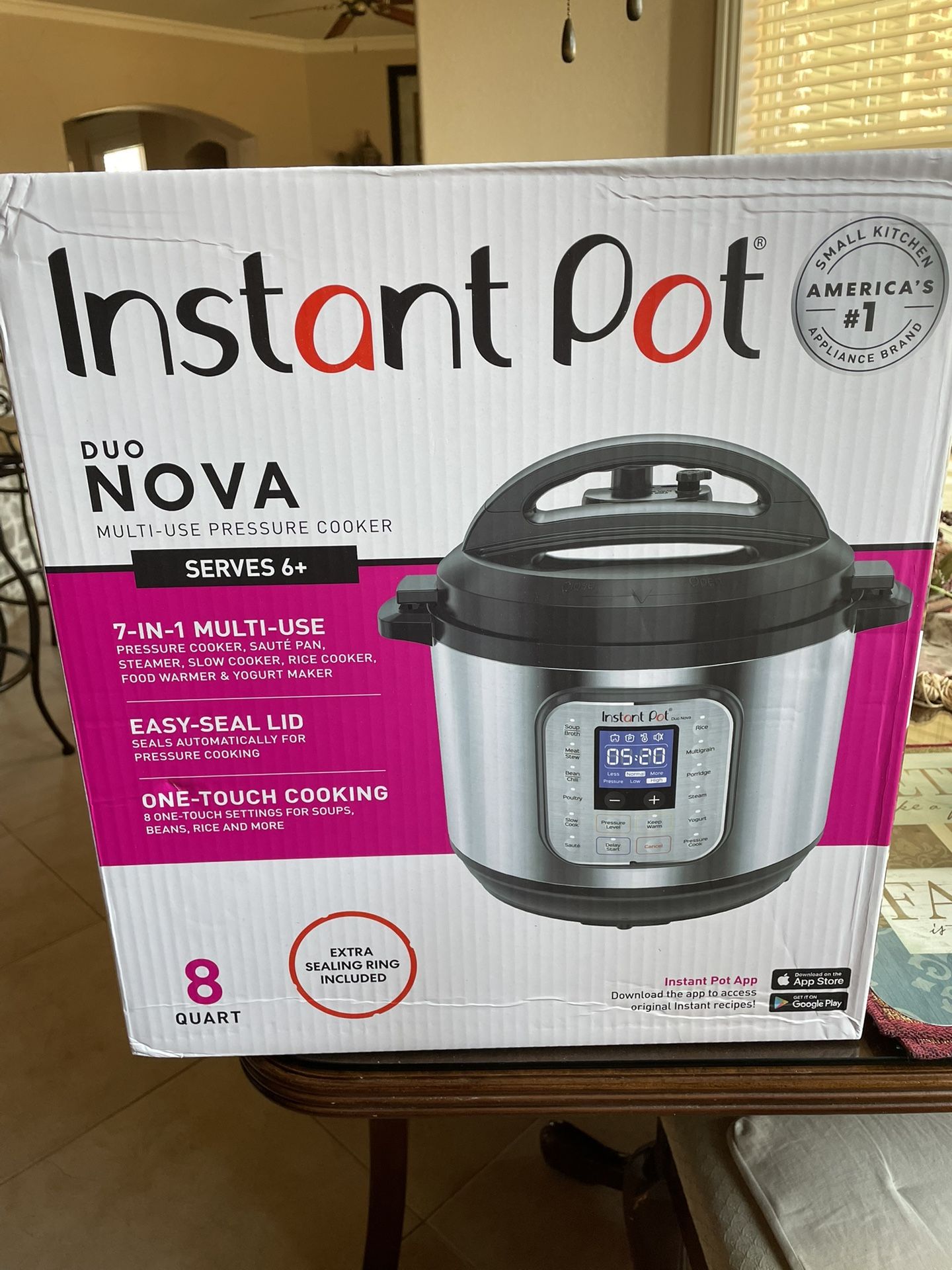 Brand new Instant Pot® Duo Nova 8 qt. Electric Pressure Cooker. Still in the box