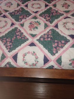 New Handmade beautiful Floral lightly quilted. Single bed spread.$20.