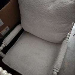 Wooden Frame Chair With A  Ottoman 