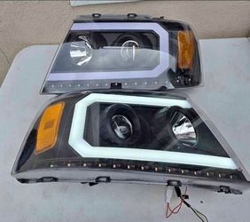 Ford F150 Lincoln Mark LT LED DRL Projector Headlights Luces Focos Micas Faros Faroles Headlamps Focos 04-08