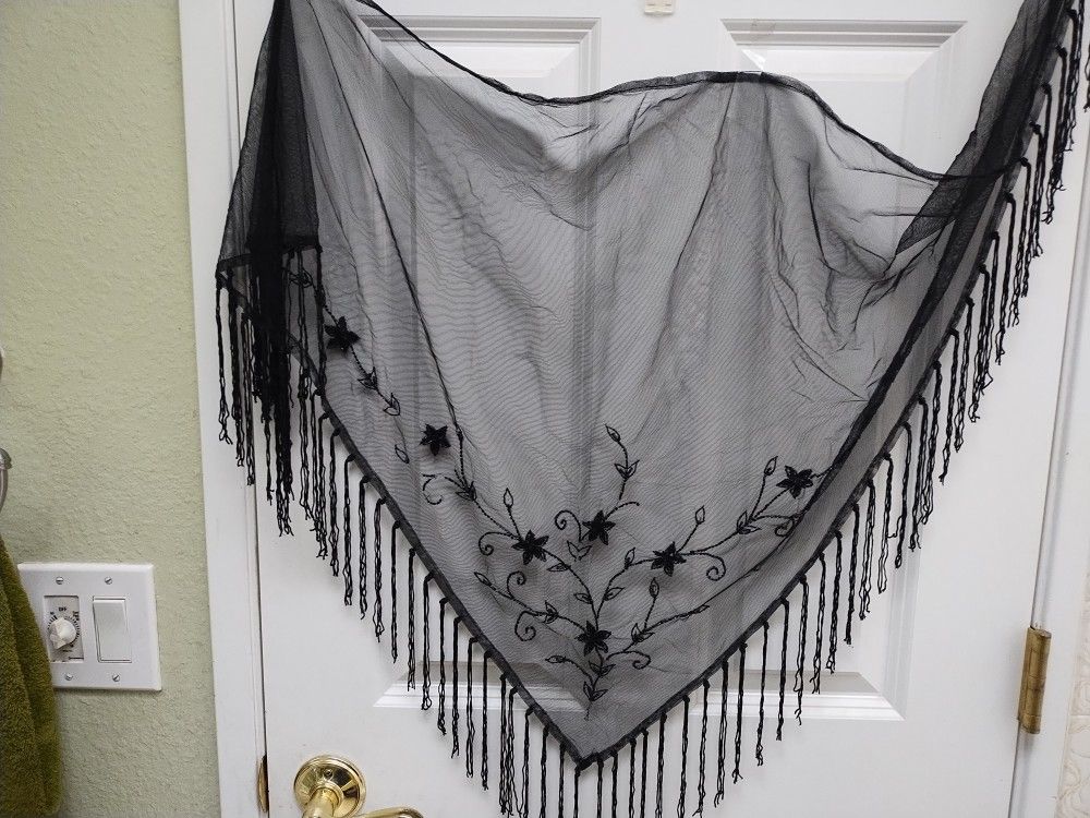 Embroidered And Beaded Shawl.