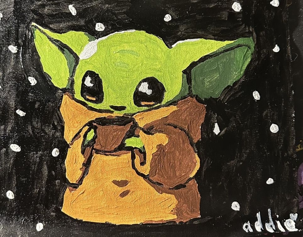 8x10 Framed Yoda Painting