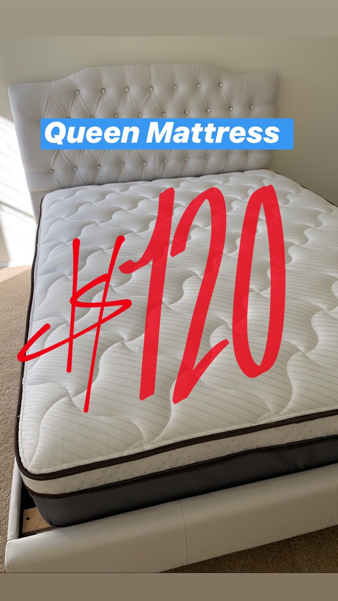 LOCATED IN LOS ANGELES $20 Delivery Fee ‼️ BRAND NEW PILLOW TOP MATTRESSES💯 COLCHONES NUEVOS PILLOW TOP 💯 Queen $120 ❌ $180 With Box Spring 💥💥 F