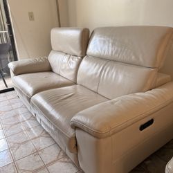 Leather Power Reclining Sofa + Recliner 