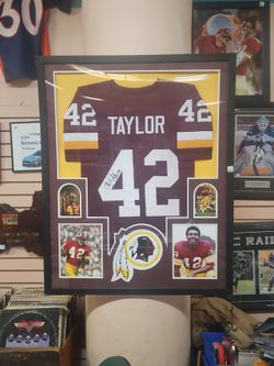 Charley Taylor #42 Signed Framed Washington Jersey