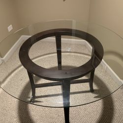 Crate and Barrel 48 Inch Circular Glass Dinning Table