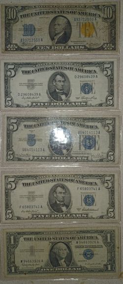 5 collectible Silver Certificates  - Rare Collectible