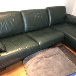 Green Leather Couch 