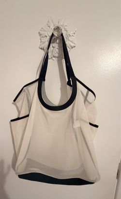 White Mesh Tote Bag with Black Trim