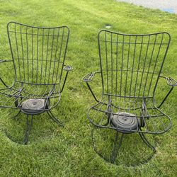 (2) MCM Homecrest Iron Swivel Patio Chairs - Fresh Paint - Marietta, Pa Pick Up