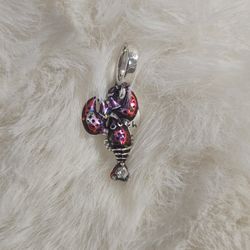 Pandora Sterling Silver Lobster Dangle Charm featuring glittering purple and red enamel.