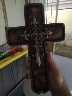 Decorative Wall Cross with Fleur-de-Lis