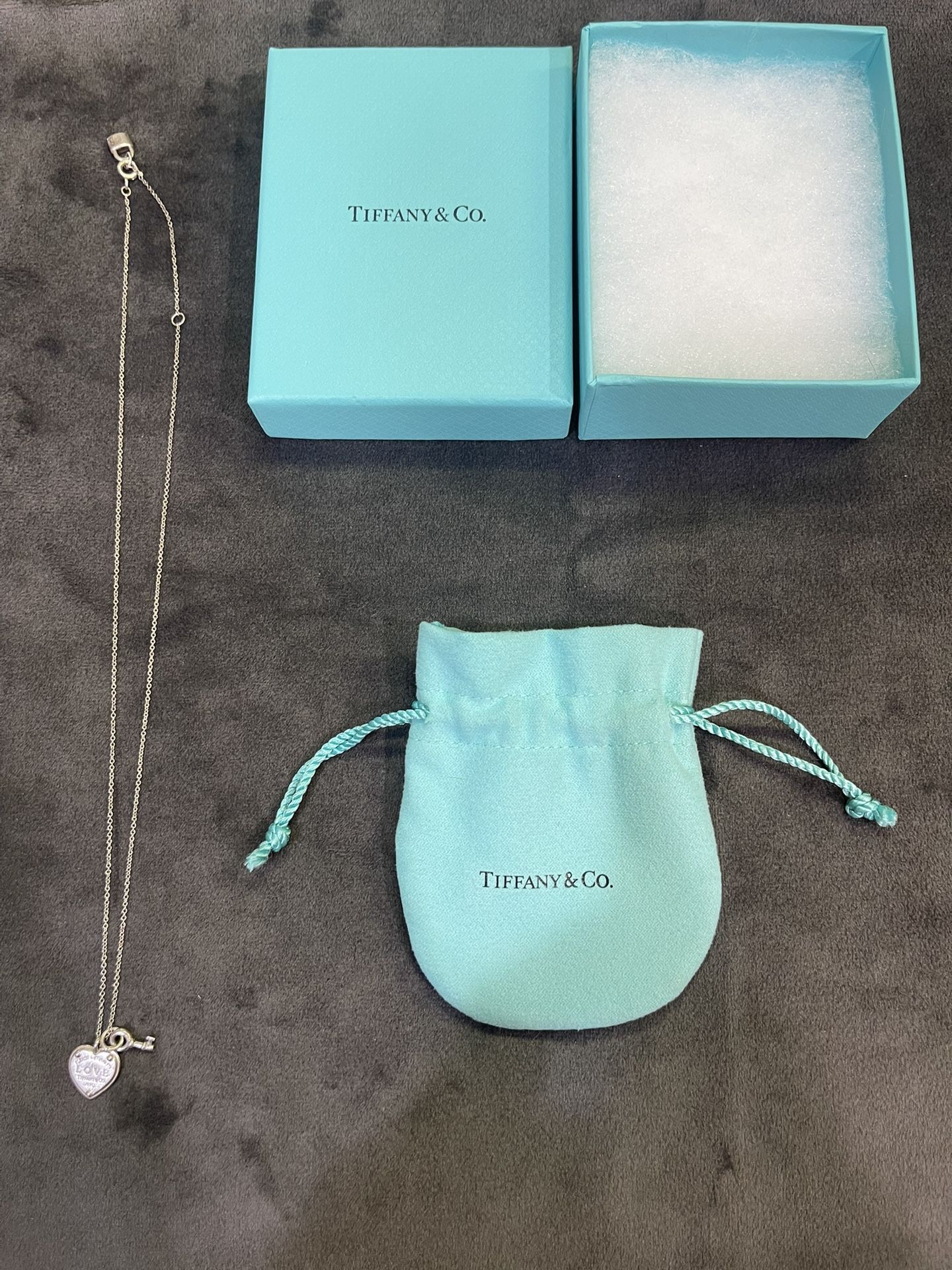 Tiffany & Co. Sterling Silver Heart Lock Key Necklace