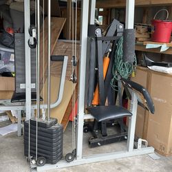 Multi-Station Home Gym Machine with Weight Stack