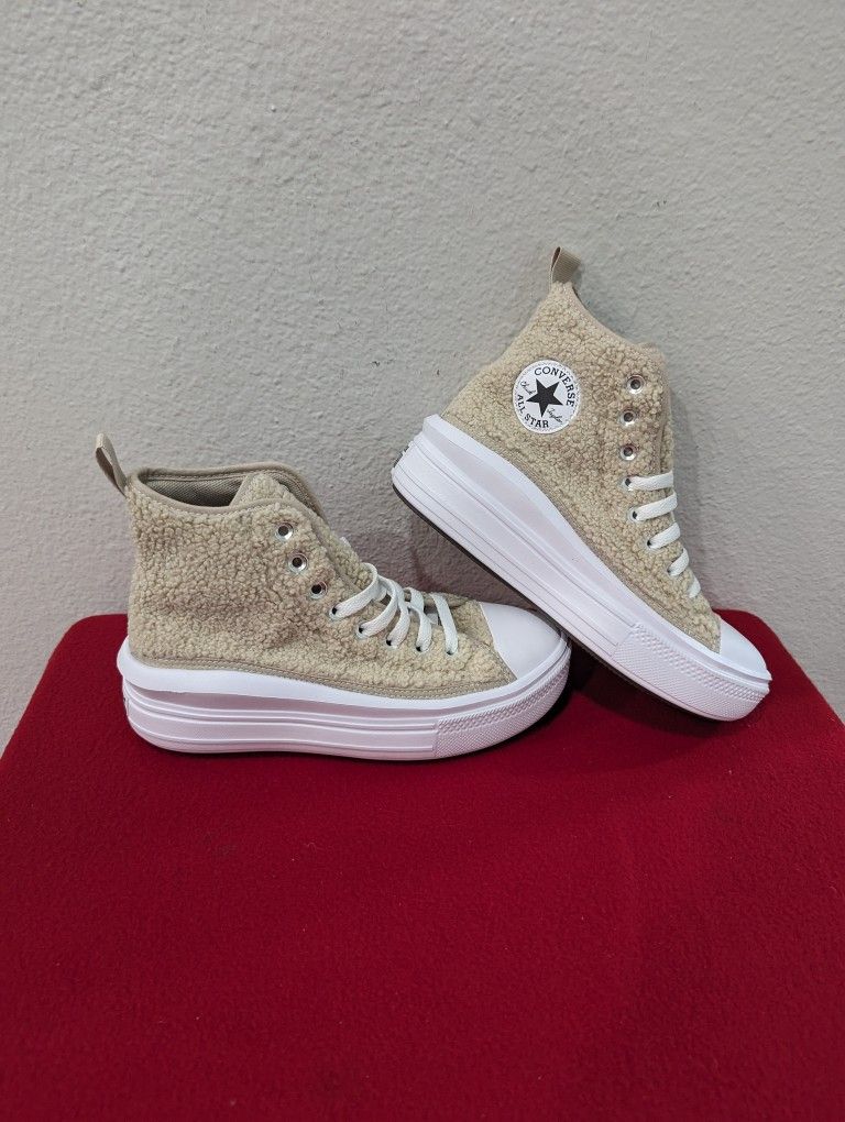 Converse Chuck Taylor All Star Move Platform Sherpa Shoes Size 4