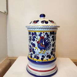 Authentic Fima Deruta Italy Hand-Painted Ceramic Canister – Orvieto Rooster (8.5")