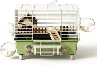 18.5 Inch Chewproof Metal Hamster Cage,All-in-One Habitat with Wheel, Hideout, Platforms