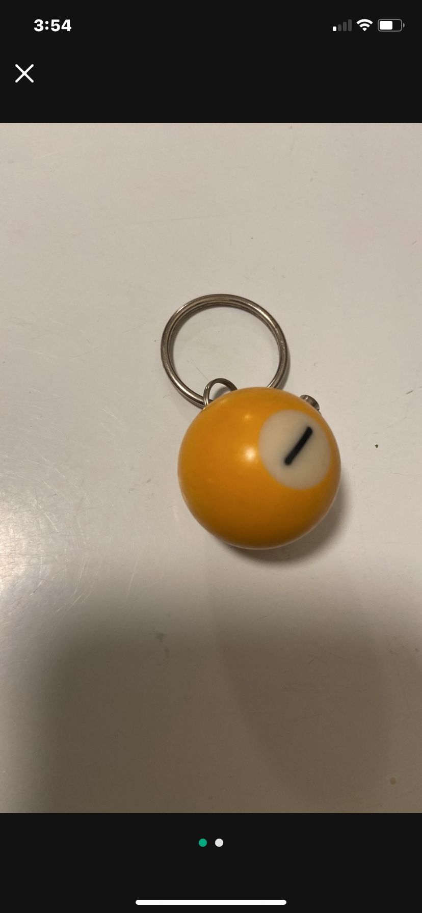 Vintage #1 Solid Pool Ball Key Chain Ring