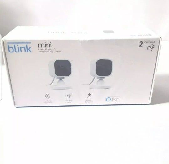 Blink Mini Indoor Plug-In HD Smart Security Camera 2-Pack Works with Alexa. W826