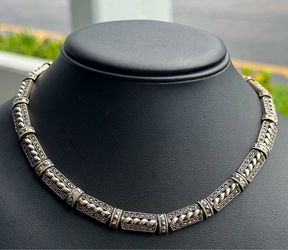 Vintage Jewelry .925 sterling silver choker gothic twisted link cable chain necklace 16.00” 8.70mm