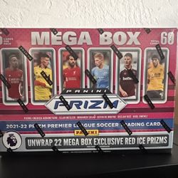 2021-22 Panini Prizm EPL Premier League Soccer Mega Box Red Ice Factory Sealed