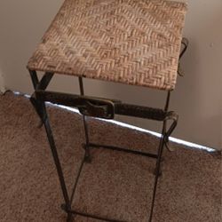 Metal Stand With Wicker Top