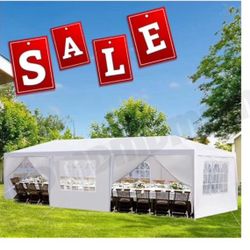 10'x 30' White Gazebo Wedding Party Tent Canopy With 6 Windows & 2 Sidewalls-8