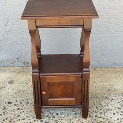 Vintage Nightstand / Side Table with Cabinet & Shelf