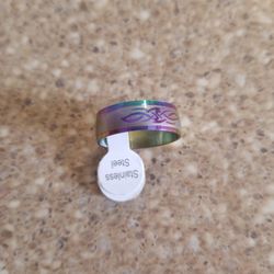 Stainless steel Ring Size 9.5 Tribal Band