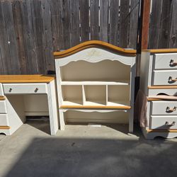 4 piece bedroom set- desk, hutch, 2 nightstands 