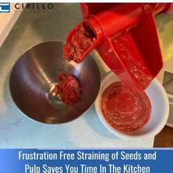 Cirillo Houseware Fruit Strainer Accessory For KitchenAid Mixers- Strains High Volumes Of Tomatoes and Apples, Oversized Loading Bowl, Dishwasher Safe