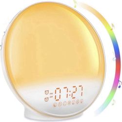 Sunrise Alarm Clock, Wake Up Light with Sunrise Simulation, Dual Alarms with FM Radio, 7 Nature Sounds & Snooze, 7 Colors Night Light, Sleep Aid Digit