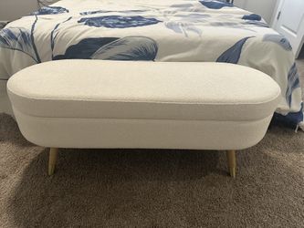 Upholstered Oval Storage Ottoman and Bench