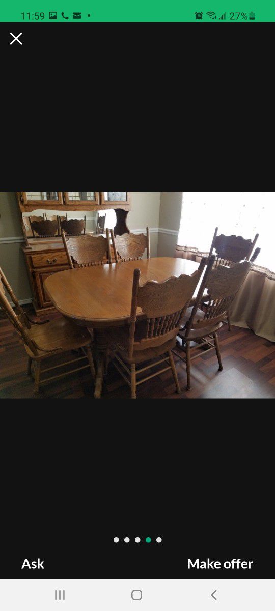 Dining Set Solid Oak w 8 chairs