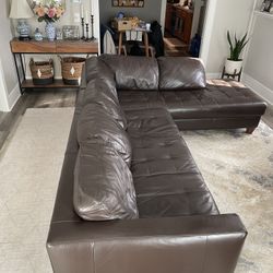Leather Sofa + Chaise Lounge 
