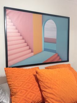 Large Framed Abstract Architecture Wall Art