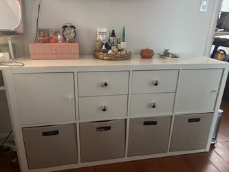 IKEA kallax dresser shelving unit with drawers and doors