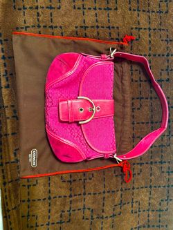 Rare! Coach 6818 SMALL Vintage Pink Soho Y2K Signature Canvas & Suede Bag