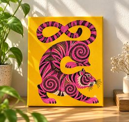 Pink Tiger Canvas Wall Art – Original Artwork (8x10)