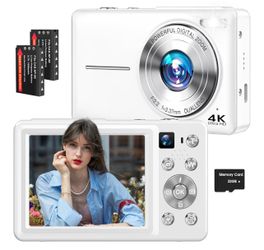 4K Digital Camera, 64MP Autofocus Vlogging Camera with Dual Lens, 16X Digital Zoom YouTube Compact Travel Point Shoot Camera for Teens Beginner, Anti-