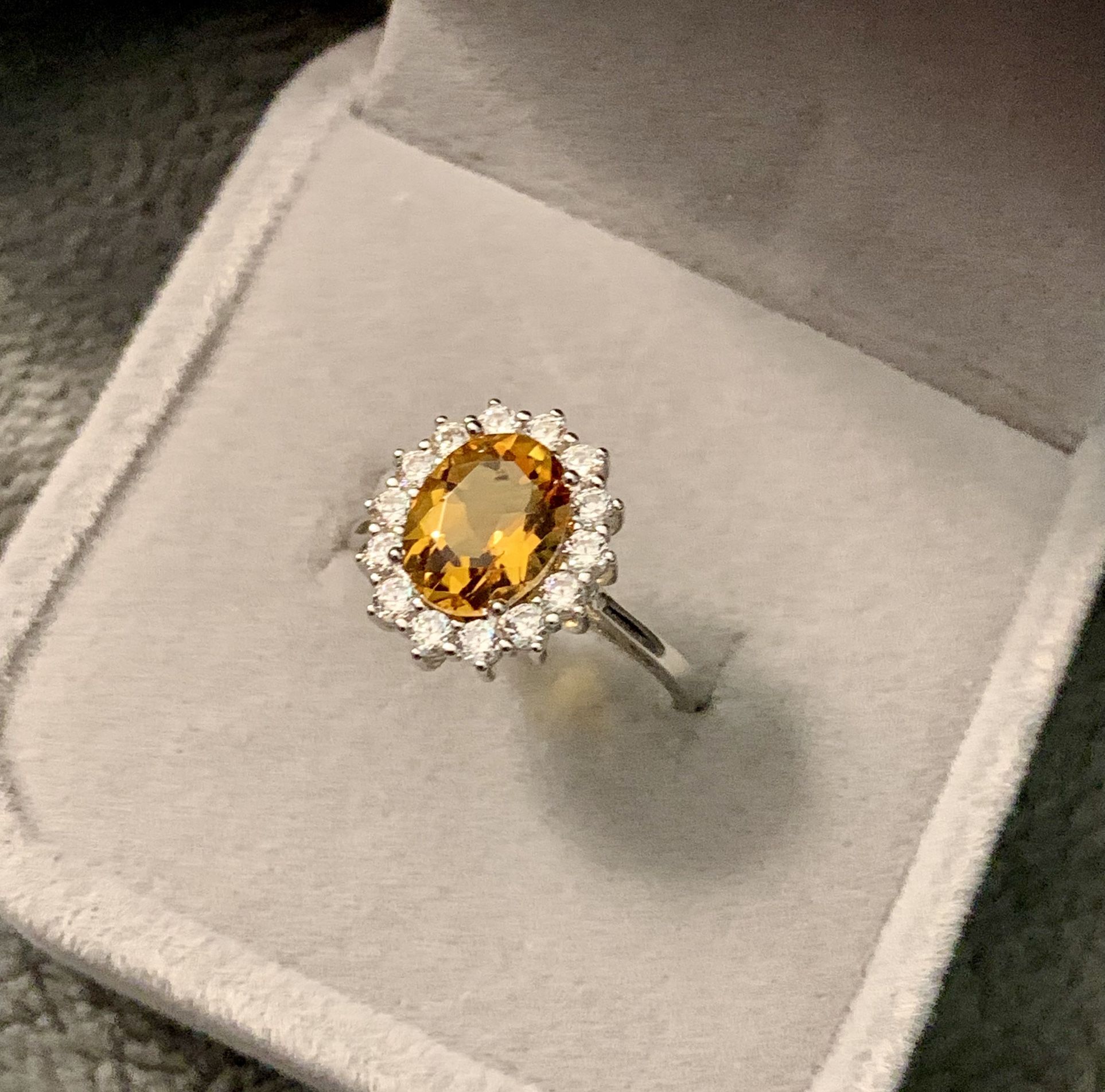 ✨ November Birthstone Brand New Natural Citrine & Clear CZ Ring Size 8 In Sterling Silver ✨